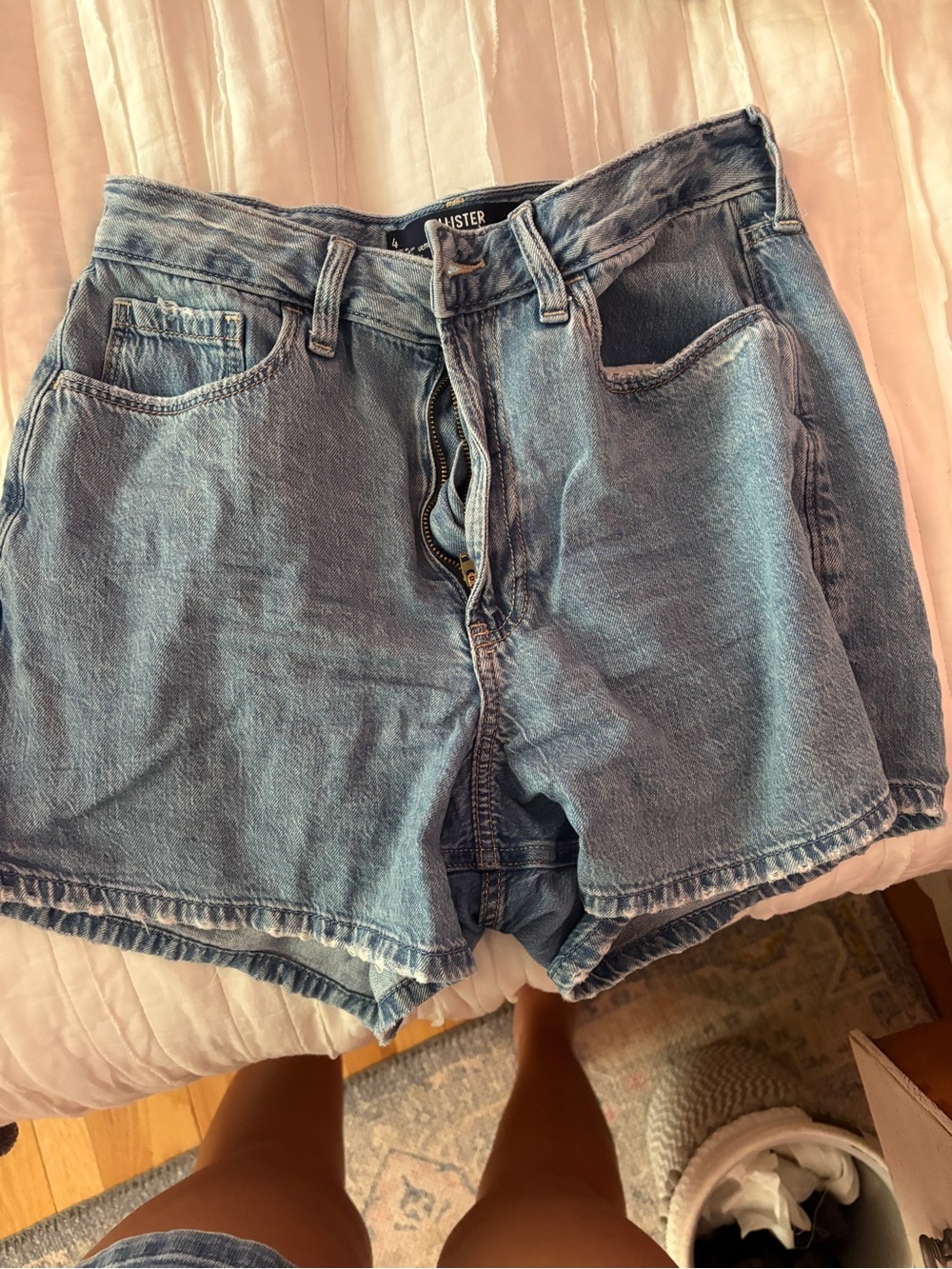 Hollister High-Waist Light Blue Denim Shorts